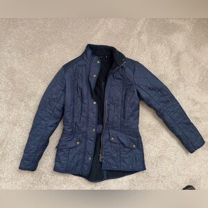 Barbour size 8 navy quilted jacket